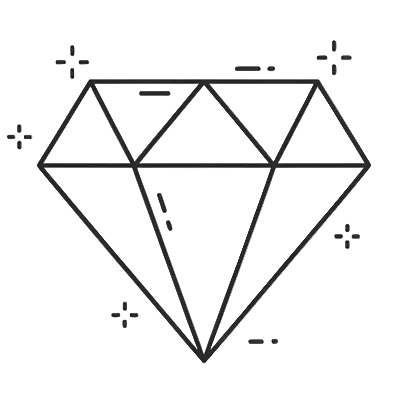 diamante minimalista en linea, con algunos brillos al redededor